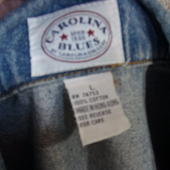 Carolina Blue Denim Jacket Gold Embroidery Vogue Layering Size L NWOT - Picture 3 of 4